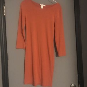 Heathered burnt orange tight midi dress